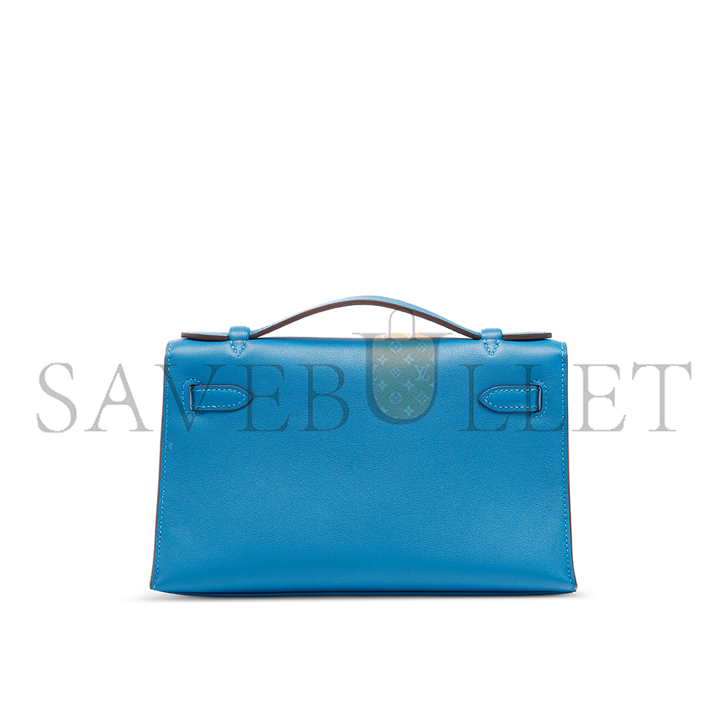 H**mes master a mykonos swift leather kelly pochette with palladium hardware (22*14*7cm)